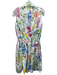 KLEID Size M Pink, Blue & Green Linen Sleeveless Button Up & Collar Floral Dress Pink, Blue & Green / M