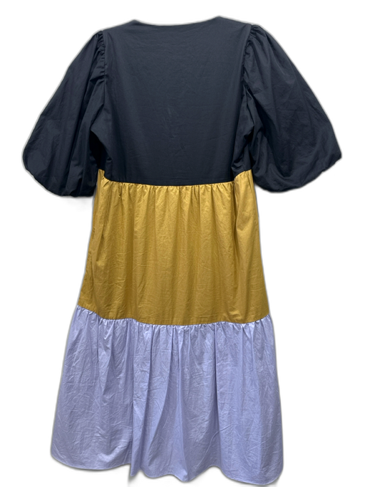 CROSBY by Mollie Burch Size S Black, Tan & Lilac Cotton 1/2 Balloon Sleeve Dress Black, Tan & Lilac / S