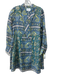 Antik Batik Size S Teal, Yellow & Multi Cotton Blend Long Sleeve Paisley Dress Teal, Yellow & Multi / S