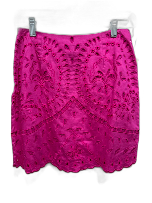 Karina Grimaldi Size XS Hot pink Cotton Side Zip Eyelet Scallop Hem Skirt Hot pink / XS