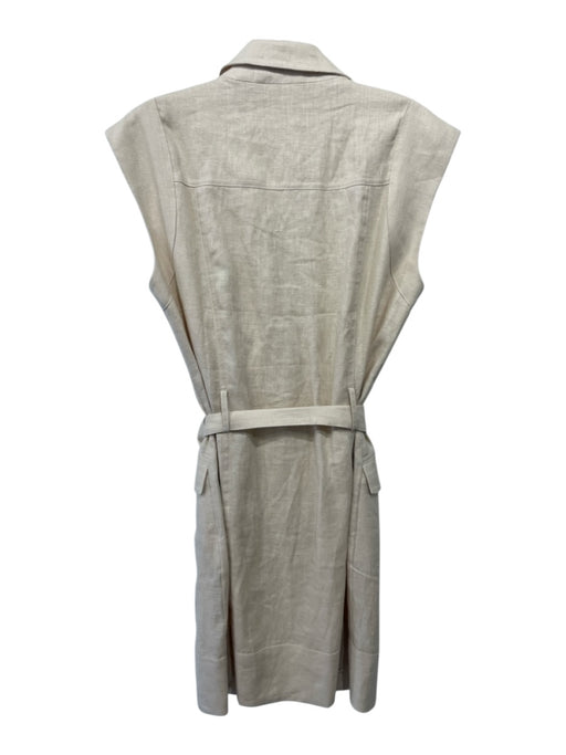Karina Grimaldi Size Medium Beige Cotton Sleeveless Button Up & Collar Dress Beige / Medium