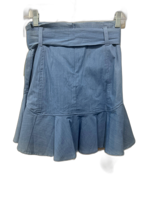 Never a Wallflower Size M Chambray Cotton Back Zip Pleated Hem Paneled Skirt Chambray / M