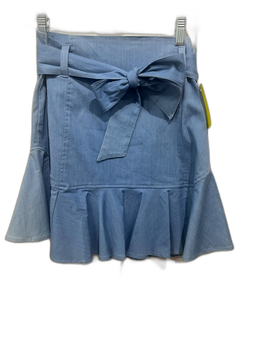 Never a Wallflower Size M Chambray Cotton Back Zip Pleated Hem Paneled Skirt Chambray / M