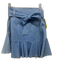 Never a Wallflower Size M Chambray Cotton Back Zip Pleated Hem Paneled Skirt Chambray / M