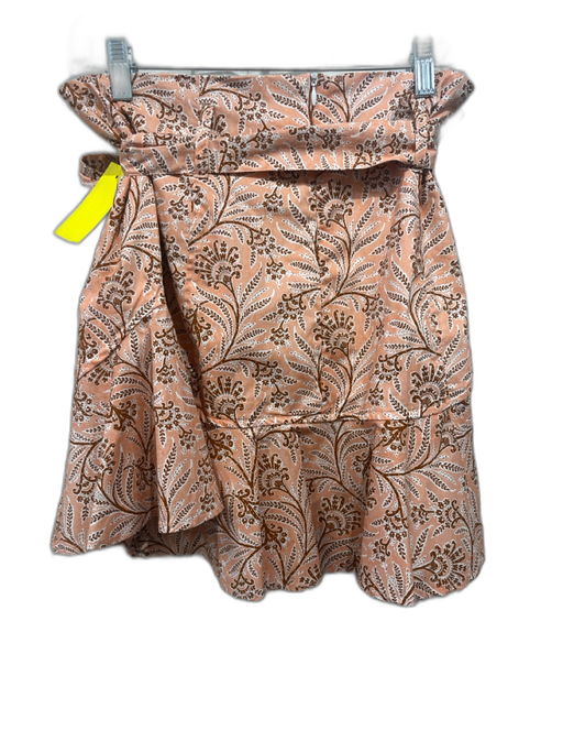 Never a Wallflower Size S Orange, Brown & White Cotton Back Zip Floral Skirt Orange, Brown & White / S