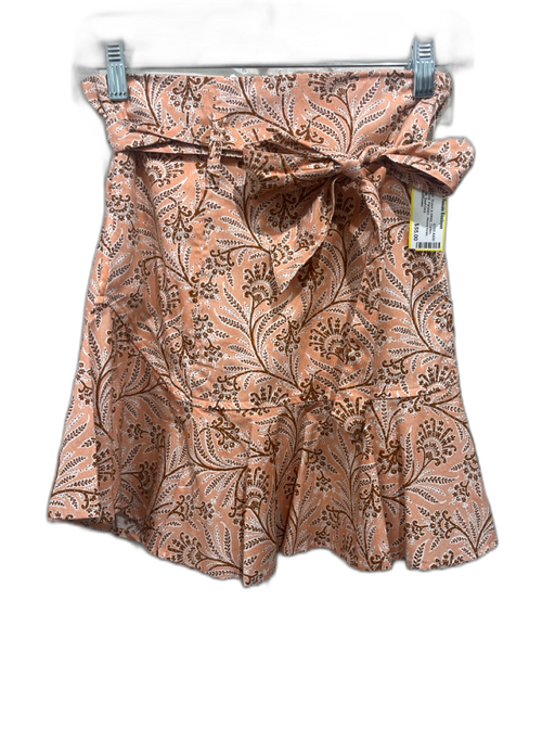 Never a Wallflower Size S Orange, Brown & White Cotton Back Zip Floral Skirt Orange, Brown & White / S