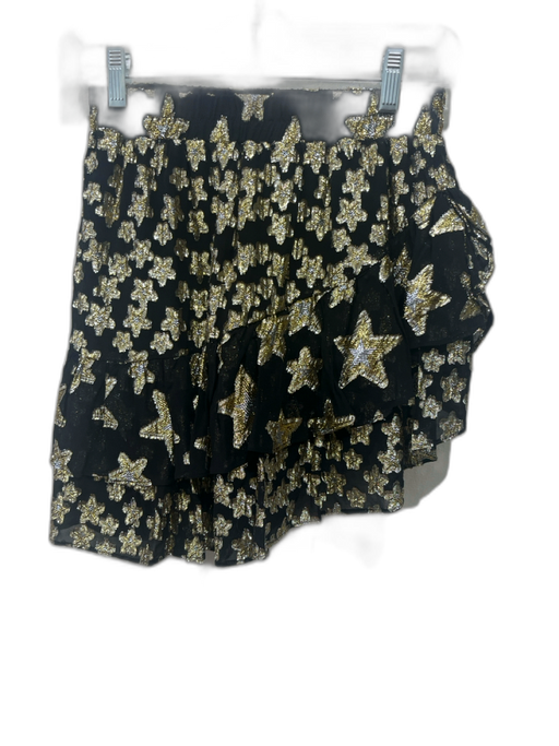 Love Shack Fancy Size XS Black & Gold Viscose Blend Elastic Waist Brocade Skirt Black & Gold / XS
