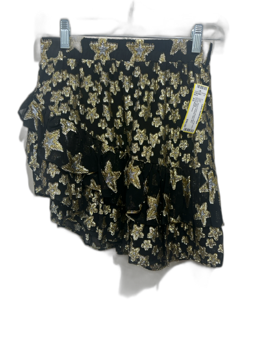 Love Shack Fancy Size XS Black & Gold Viscose Blend Elastic Waist Brocade Skirt Black & Gold / XS
