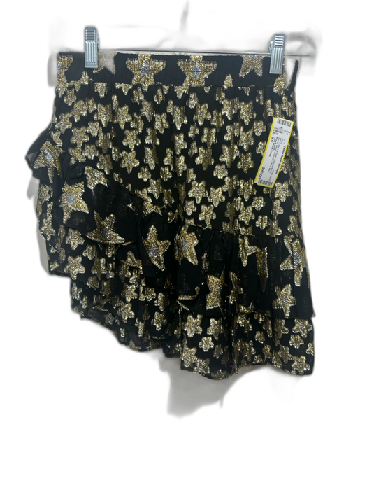 Love Shack Fancy Size XS Black & Gold Viscose Blend Elastic Waist Brocade Skirt Black & Gold / XS