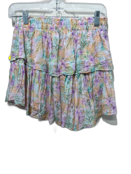 Love Shack Fancy Size S Pink, Lavender & Multi Cotton Elastic Waist Tiered Skirt Pink, Lavender & Multi / S