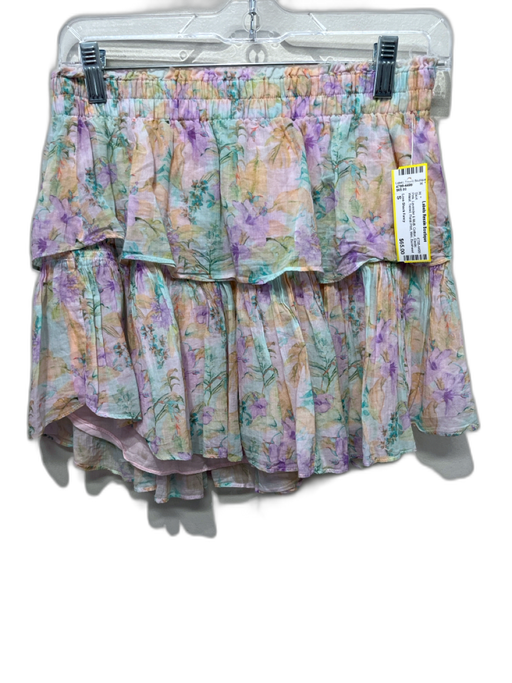 Love Shack Fancy Size S Pink, Lavender & Multi Cotton Elastic Waist Tiered Skirt Pink, Lavender & Multi / S