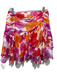 Milly Size 4 Red, Pink & Orange Polyester Back Zip Floral Tiered Ruffle Skirt Red, Pink & Orange / 4