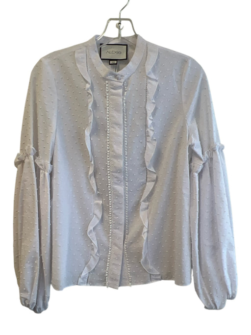 Alexis Size XS White Cotton & Polyester Button Down Balloon Sleeve Top White / XS