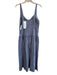 Karina Grimaldi Size S Blue Linen Adjustable Strap Back Zip Ruffle Detail Dress Blue / S