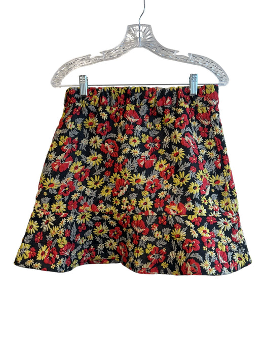 Ganni Size 36 Black & Multi Polyester Brocade Short Puff Sleeve Skirt Set Black & Multi / 36