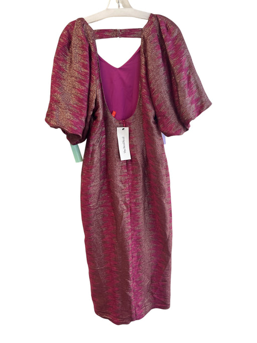 Never a Wallflower Size S Raspberry No Fabric Tag V Neck Short Puff Sleeve Dress Raspberry / S