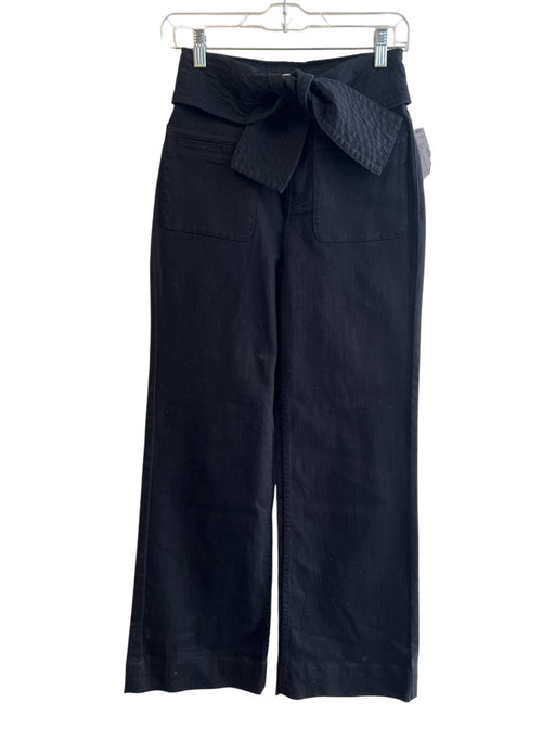 Ulla Johnson Size 0 Black Cotton Zip Fly Belted Wide Leg Pants Black / 0