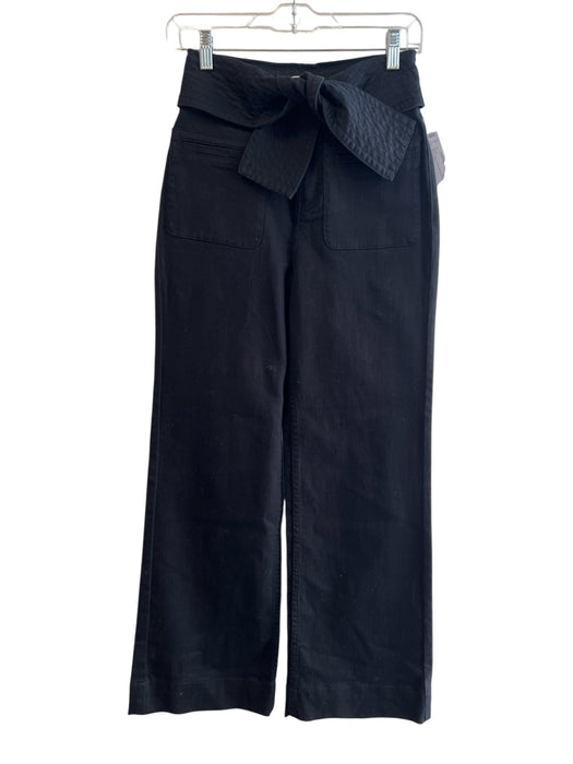 Ulla Johnson Size 0 Black Cotton Zip Fly Belted Wide Leg Pants Black / 0