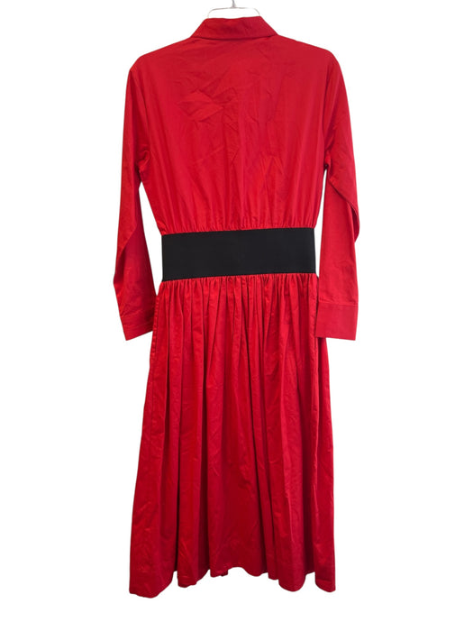 Karina Grimaldi Size S Red Cotton Collared 3/4 Button Waist Belt Dress Red / S