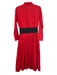 Karina Grimaldi Size S Red Cotton Collared 3/4 Button Waist Belt Dress Red / S