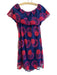 Trina Turk Size M Navy & Red Nylon Mesh Overlay Off Shoulder Below knee Dress Navy & Red / M