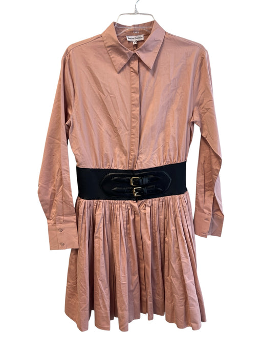 Karina Grimaldi Size S Pink Cotton Collared 3/4 Button Waist Belt Dress Pink / S
