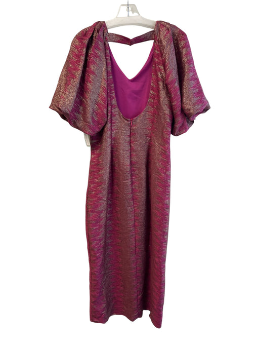 Never a Wallflower Size M Raspberry No Fabric Tag V Neck Short Puff Sleeve Dress Raspberry / M