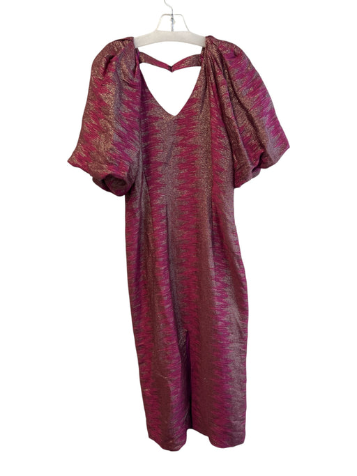 Never a Wallflower Size M Raspberry No Fabric Tag V Neck Short Puff Sleeve Dress Raspberry / M