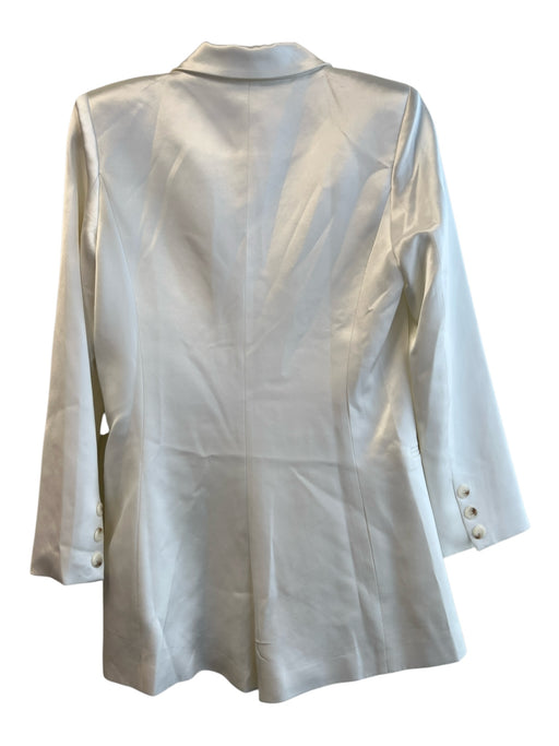 Karina Grimaldi Size S White Triacetate Satin Lapel Long Sleeve Romper White / S