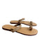 Mystique Shoe Size 5 Brown Leather beaded design toe strap Flat Sandal Shoes Brown / 5