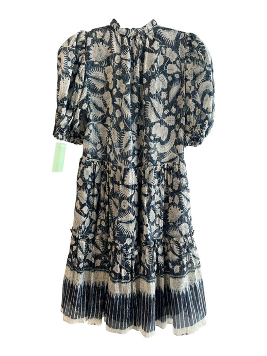 Ulla Johnson Size 4 Green & Blue No Fabric Tag Round Neck Botanical Print Dress Green & Blue / 4