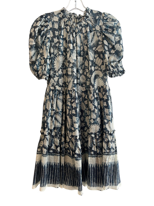 Ulla Johnson Size 4 Green & Blue No Fabric Tag Round Neck Botanical Print Dress Green & Blue / 4