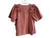 SeeByChloe Size 2 Terra Cotta Cotton V Neck Short Sleeve Ruffle Detail Top Terra Cotta / 2