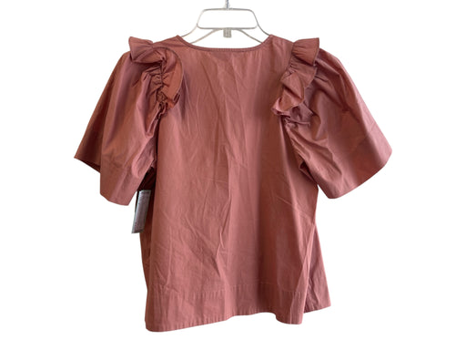 SeeByChloe Size 2 Terra Cotta Cotton V Neck Short Sleeve Ruffle Detail Top Terra Cotta / 2