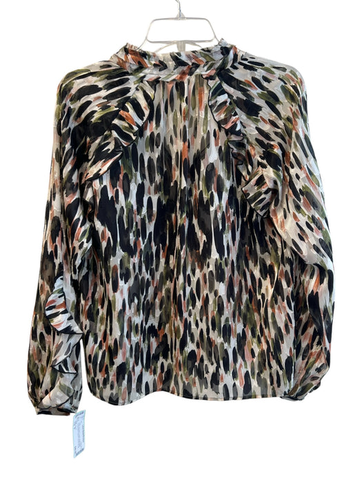 Hutch Size S Multi Polyester V Neck Ruffle Detail Long Sleeve Abstract Top Multi / S