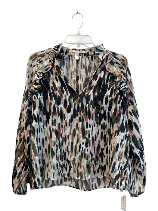 Hutch Size S Multi Polyester V Neck Ruffle Detail Long Sleeve Abstract Top Multi / S