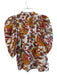 Cleobella Size XS White & Brown Organic Cotton Tie V Neck 3/4 Balloon Sleeve Top White & Brown / XS