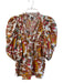 Cleobella Size XS White & Brown Organic Cotton Tie V Neck 3/4 Balloon Sleeve Top White & Brown / XS