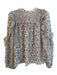Ulla Johnson Size 0 Beige Silk & Viscose Tie V Neck Long Sleeve Floral Top Beige / 0