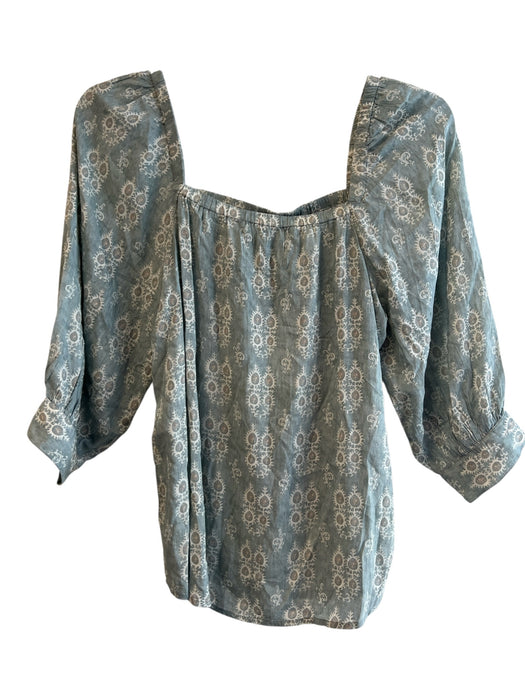 Roma Size XS Sage green Lenzing Blend Long Sleeve Off Shoulder Patterned Top Sage green / XS