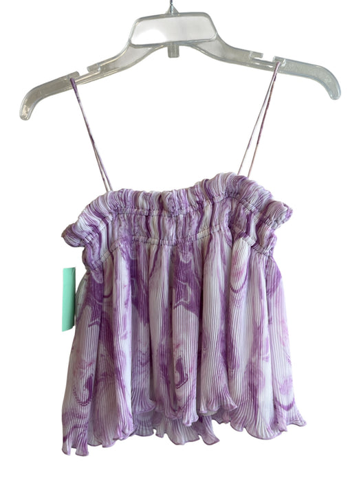 Ganni Size 36 Lavender Polyester Pleated Spaghetti Strap Gathered Cropped Top Lavender / 36