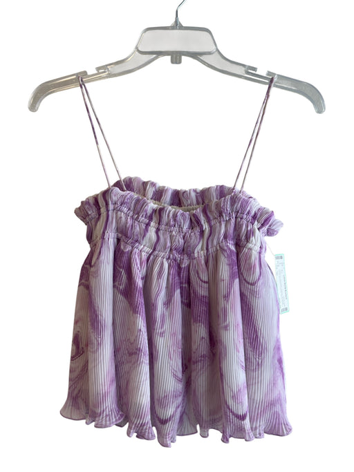 Ganni Size 36 Lavender Polyester Pleated Spaghetti Strap Gathered Cropped Top Lavender / 36