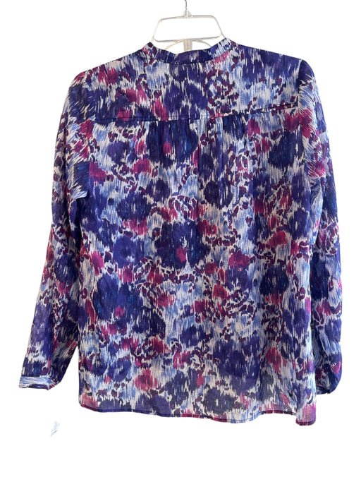 Isabel Etoile Marant Size 36 Purple & Blue Cotton Round Neck 3/4 Button Top Purple & Blue / 36