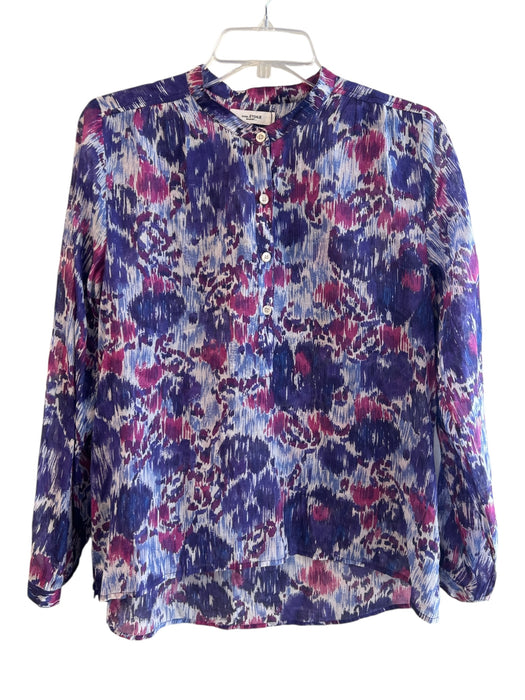 Isabel Etoile Marant Size 36 Purple & Blue Cotton Round Neck 3/4 Button Top Purple & Blue / 36