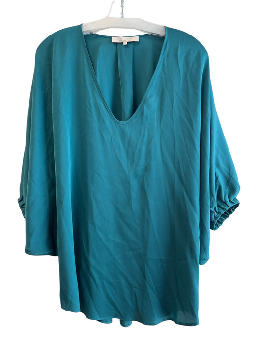 Nouvelle Size S Green Silk V Neck batwing Solid Color Top Green / S
