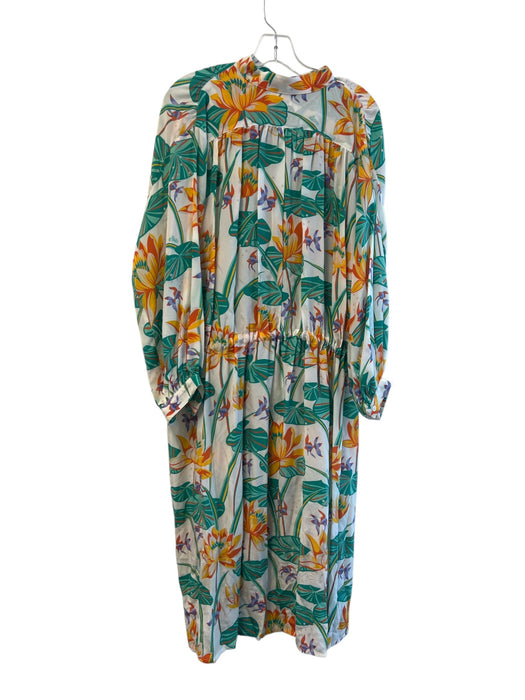 Loewe Size Est M/L Cream & Multi No Fabric Tag Button Up Long Sleeve Maxi Dress Cream & Multi / Est M/L