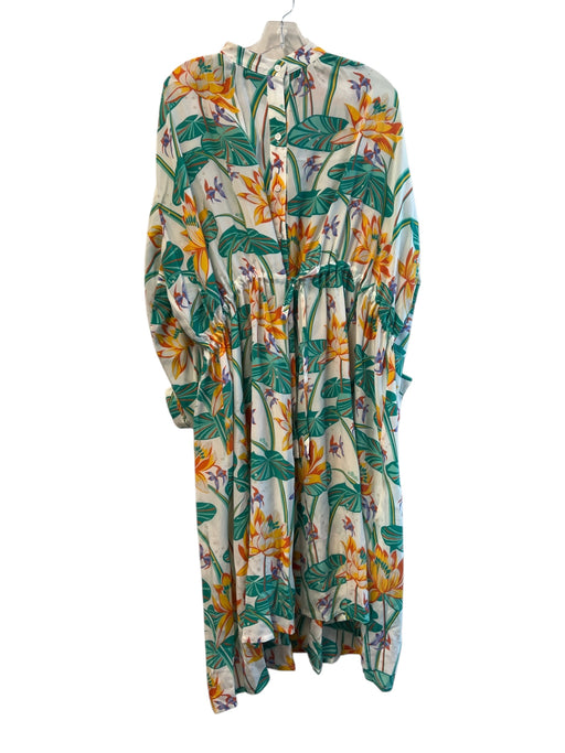 Loewe Size Est M/L Cream & Multi No Fabric Tag Button Up Long Sleeve Maxi Dress Cream & Multi / Est M/L