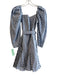 Mille Size XS Blue & White Cotton Off Shoulder Long Puff Sleeve Striped Dress Blue & White / XS