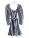Mille Size XS Blue & White Cotton Off Shoulder Long Puff Sleeve Striped Dress Blue & White / XS