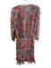 Veronica Beard Size 4 Red & Multi Silk Semi Sheer Long Sleeve Floral Print Dress Red & Multi / 4